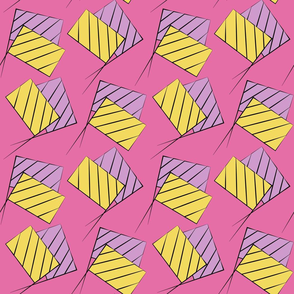 Seamless vector pattern with outline flag stick