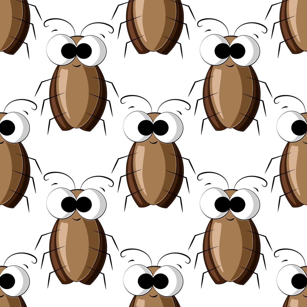 Seamless vector pattern with color cute cockroach