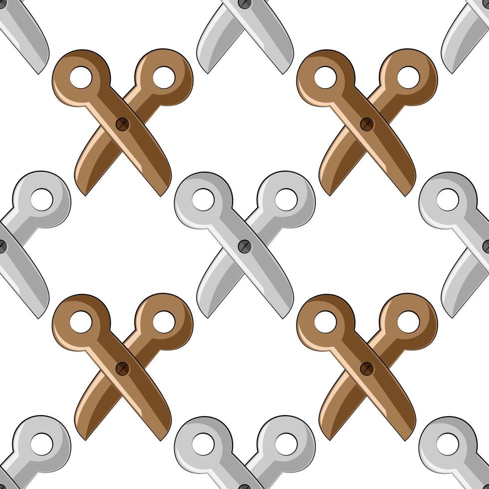 Seamless vector pattern with brown and gray scissors