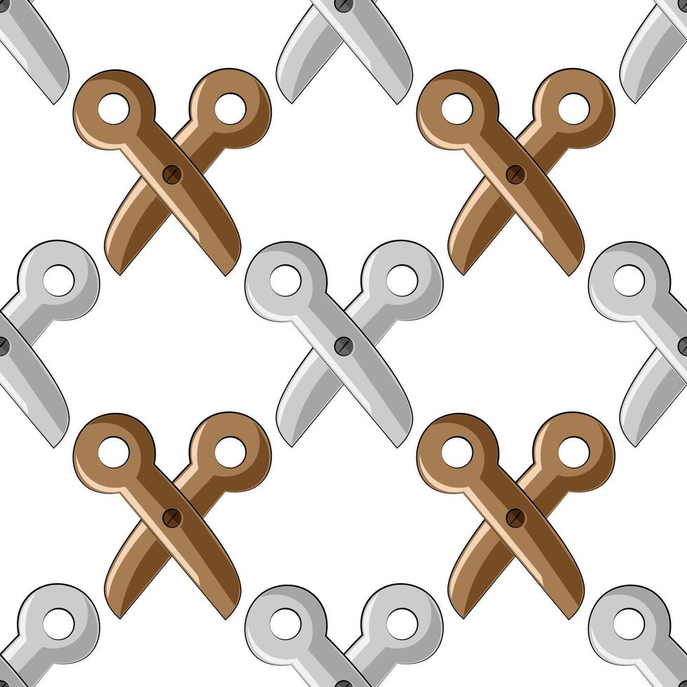 Seamless vector pattern with brown and gray scissors