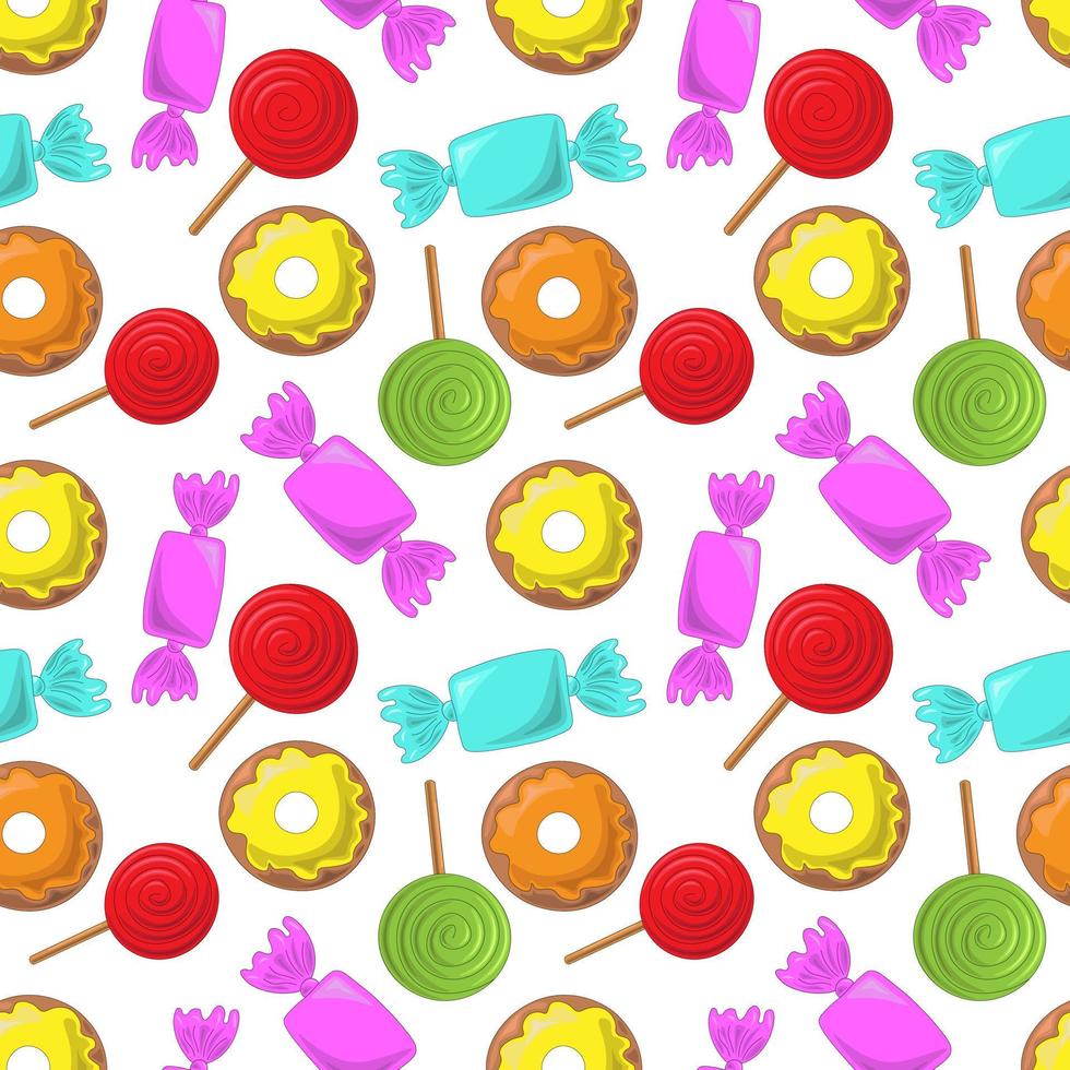 Seamless vector pattern with Lolipop, candy and donut