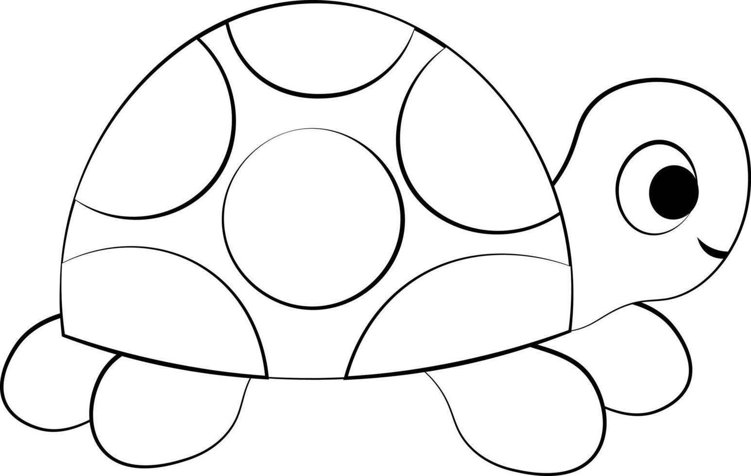 Cute cartoon Turtle. Draw illustration in black and white vector