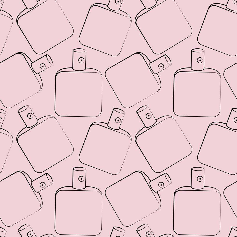 Seamless vector pattern with outline pink perfume