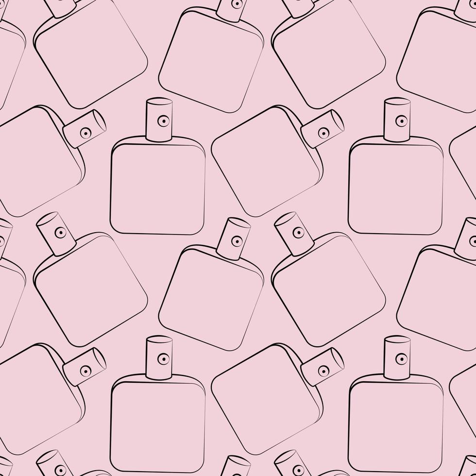 Seamless vector pattern with outline pink perfume