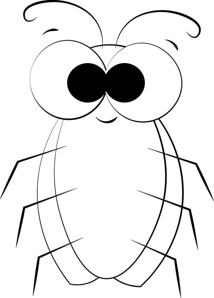 linda cucaracha de dibujos animados. dibujar ilustraciones en blanco y negro vector