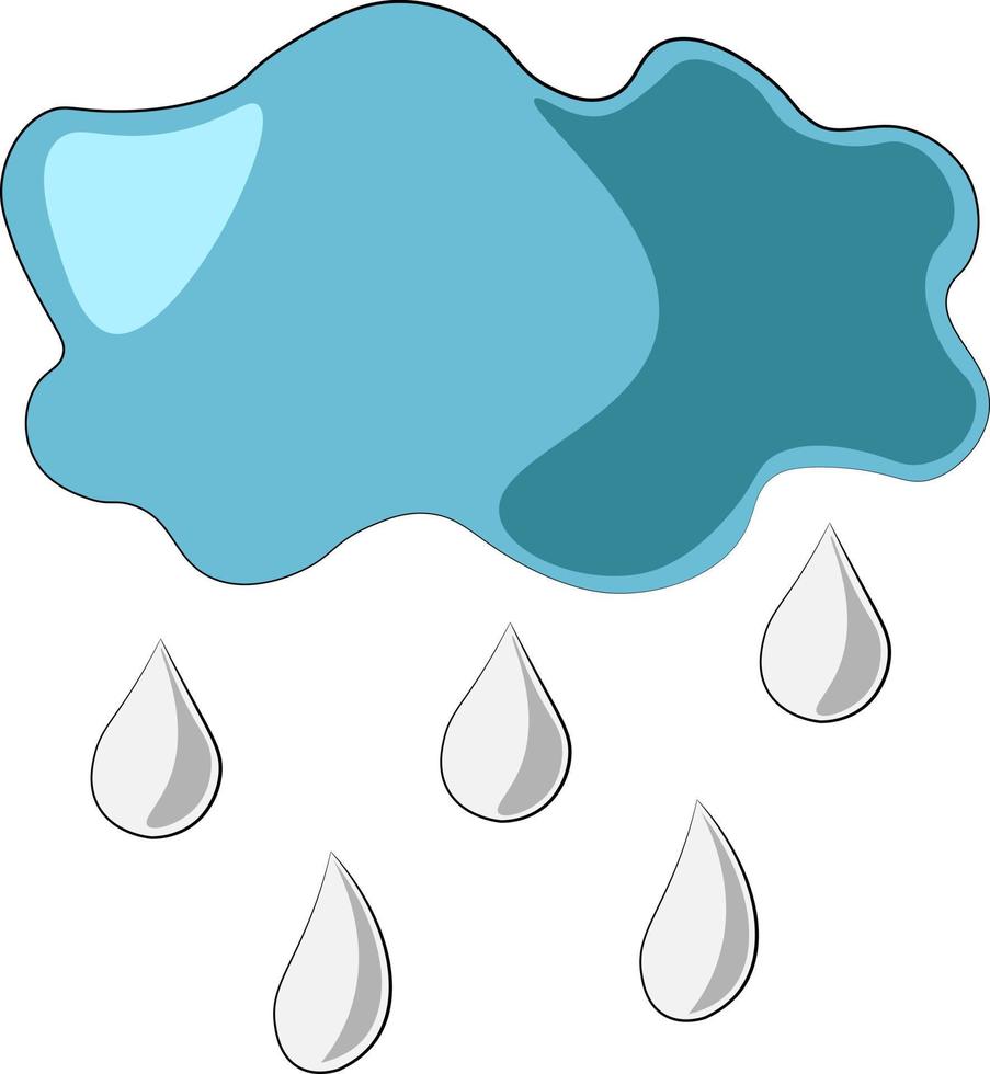 Single element Cloud with rain. Draw illustration in colors vector