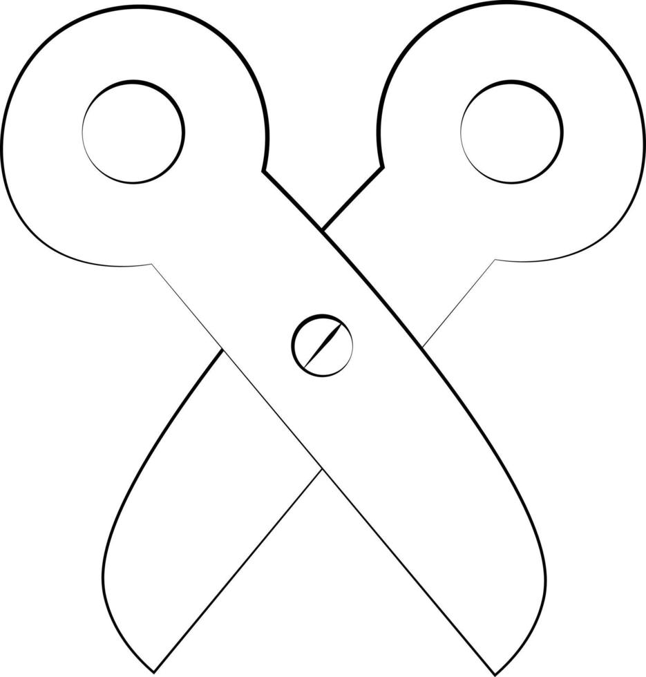 Single element Scissors. Draw illustration in black and white vector