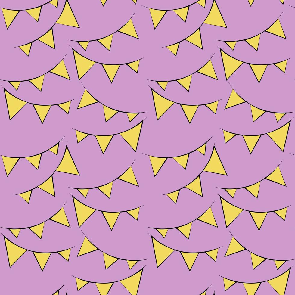 Seamless vector pattern with outline yellow flags