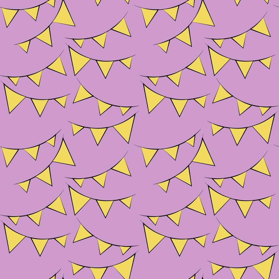 Seamless vector pattern with outline yellow flags