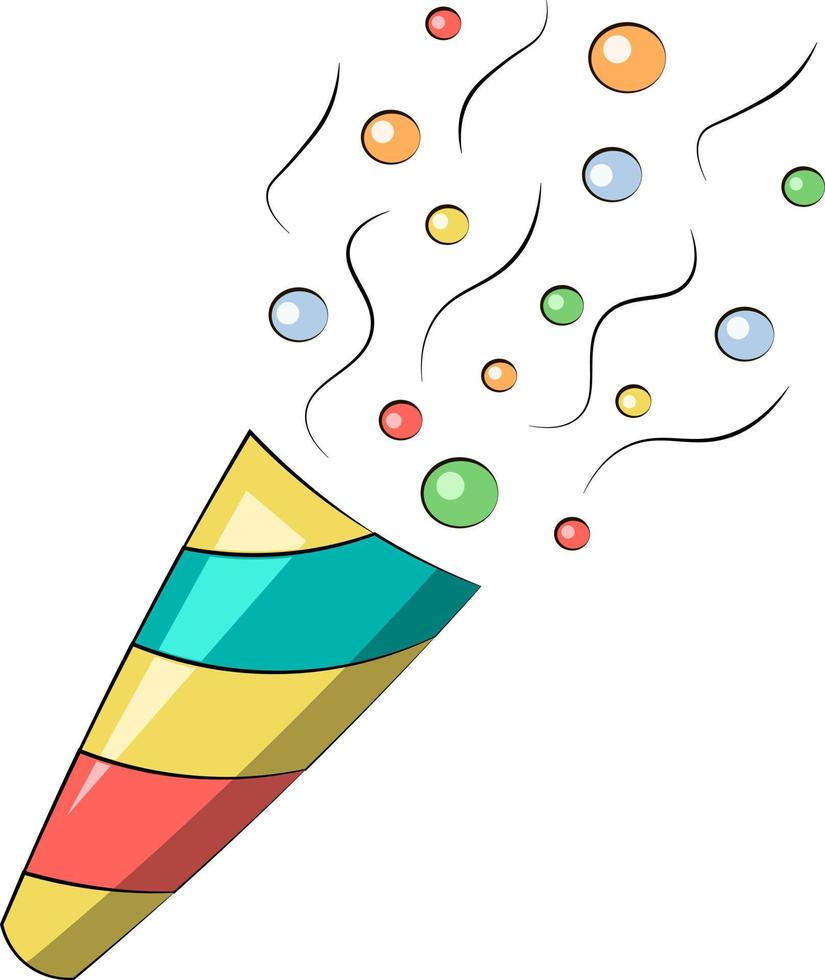 Single element Party cracker. Draw illustration in color vector