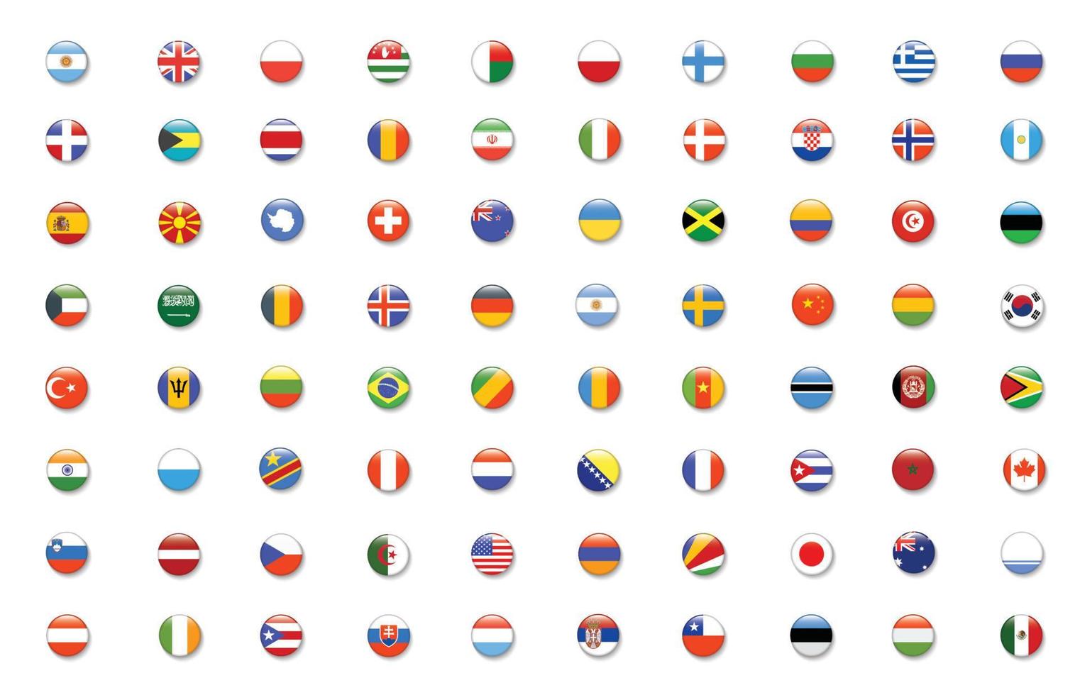 International Flag set in Circle , vector Design Element illustration