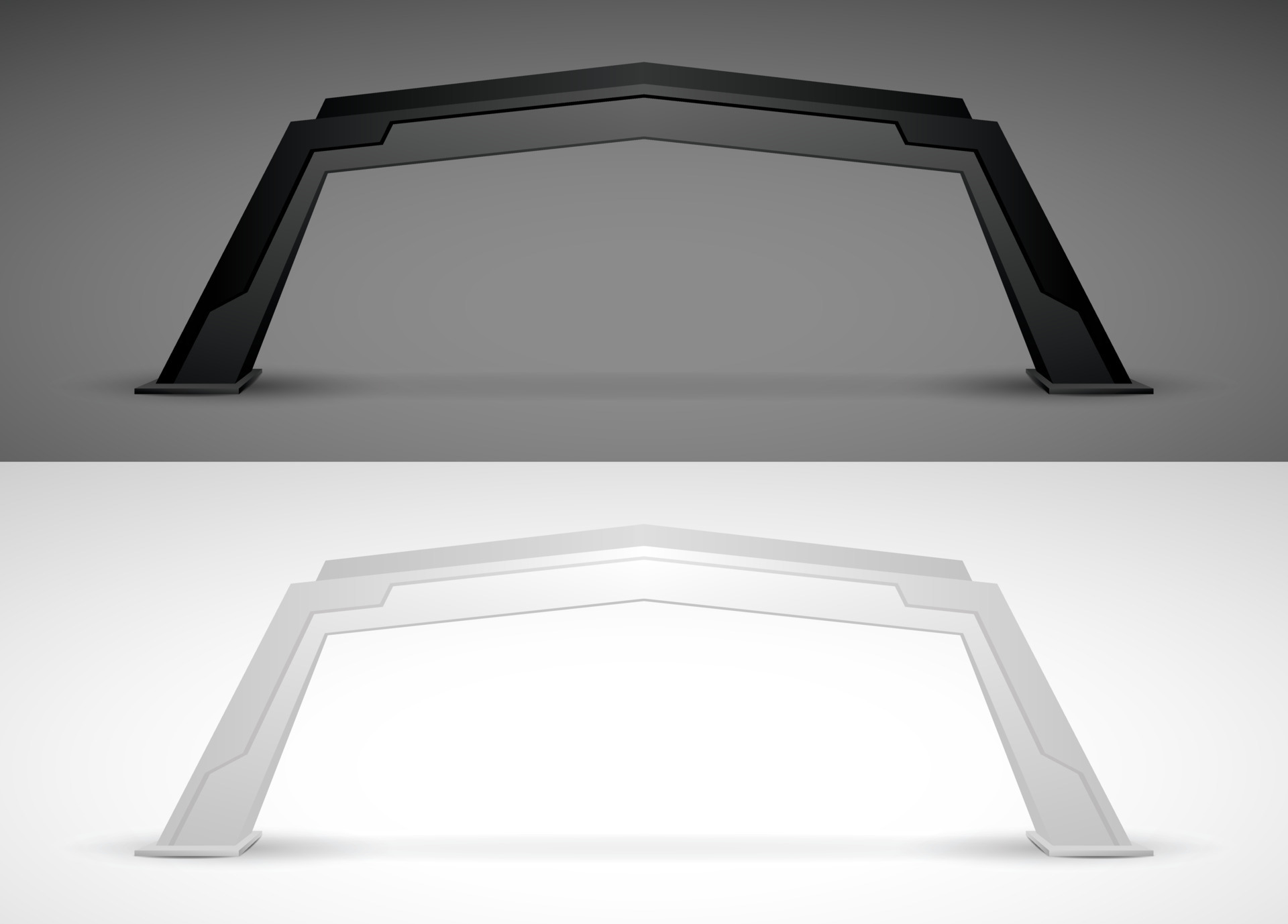 black and white cool modern design event entrance gate 3d illustration