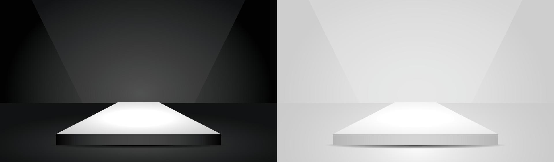 vector de ilustración 3d de pantalla de podio cuadrado de luz mínima en blanco y negro para poner su objeto