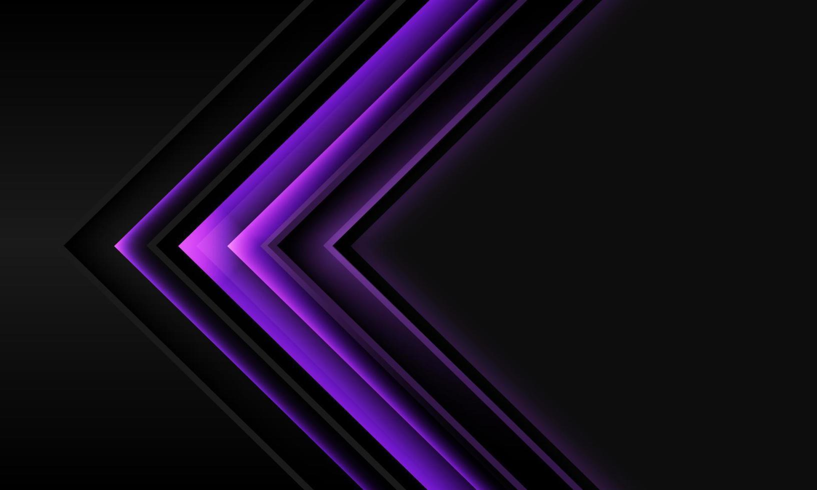 Abstract purple arrow shadow direction on black metallic with grey blank space design modern futuristic technology background vector