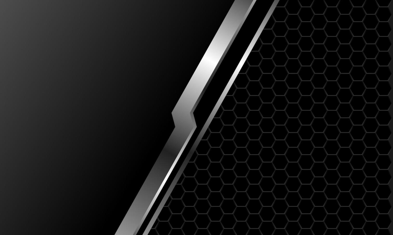 línea de plata abstracta slash malla hexagonal negra con diseño de espacio en blanco vector de fondo de tecnología futurista moderna