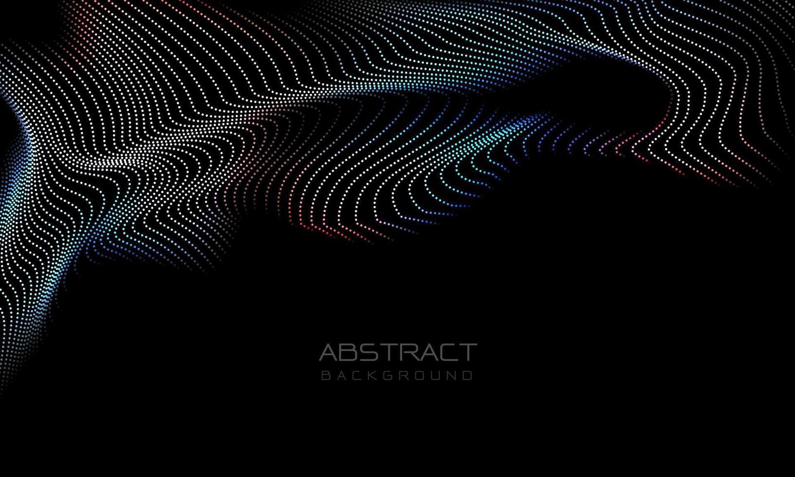 Abstract 3D color dots wave curve motion light on black with blank space design modern futuristic technology background vector