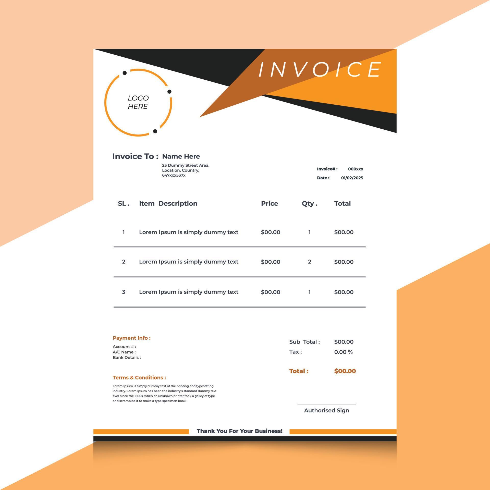 Creative Business Invoice Design Template. Design For Invoice