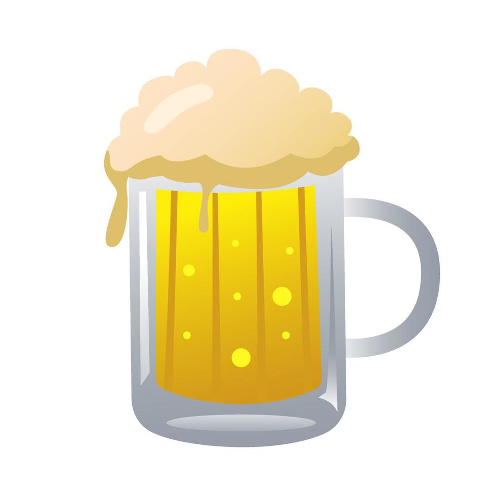 Glass of beer isolated on a white background. Beer with foam. Vector illustration.