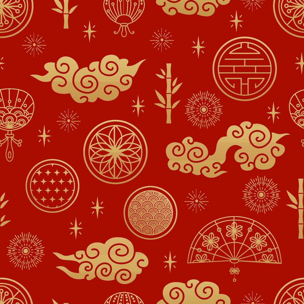 Chinese traditional oriental ornament background, clouds pattern seamless. vector