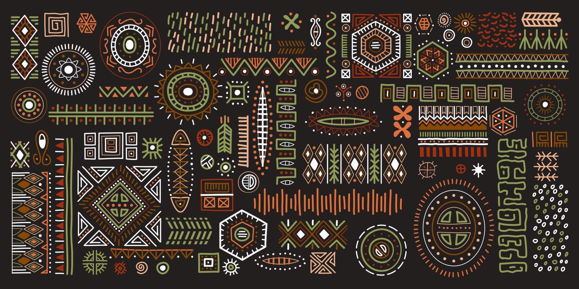 african tribal geometric shapes set vector