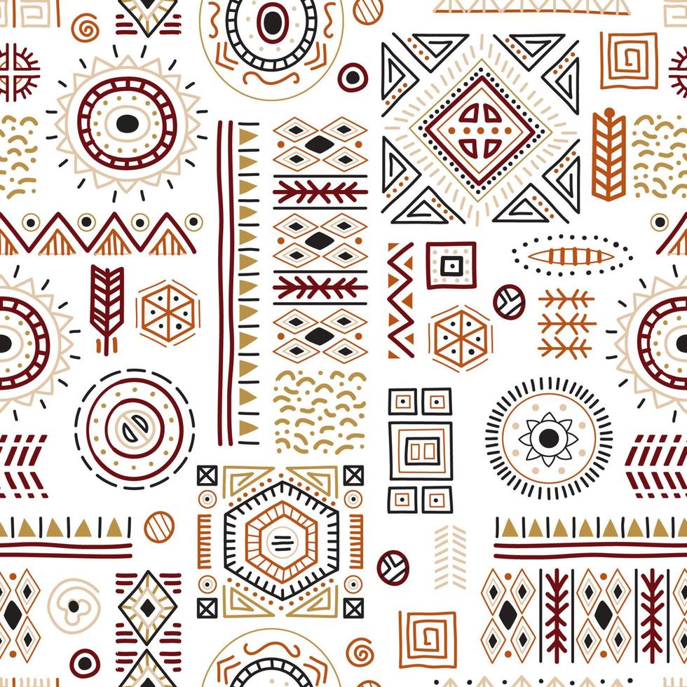 African art decoration pattern tribal geometric shapes seamless