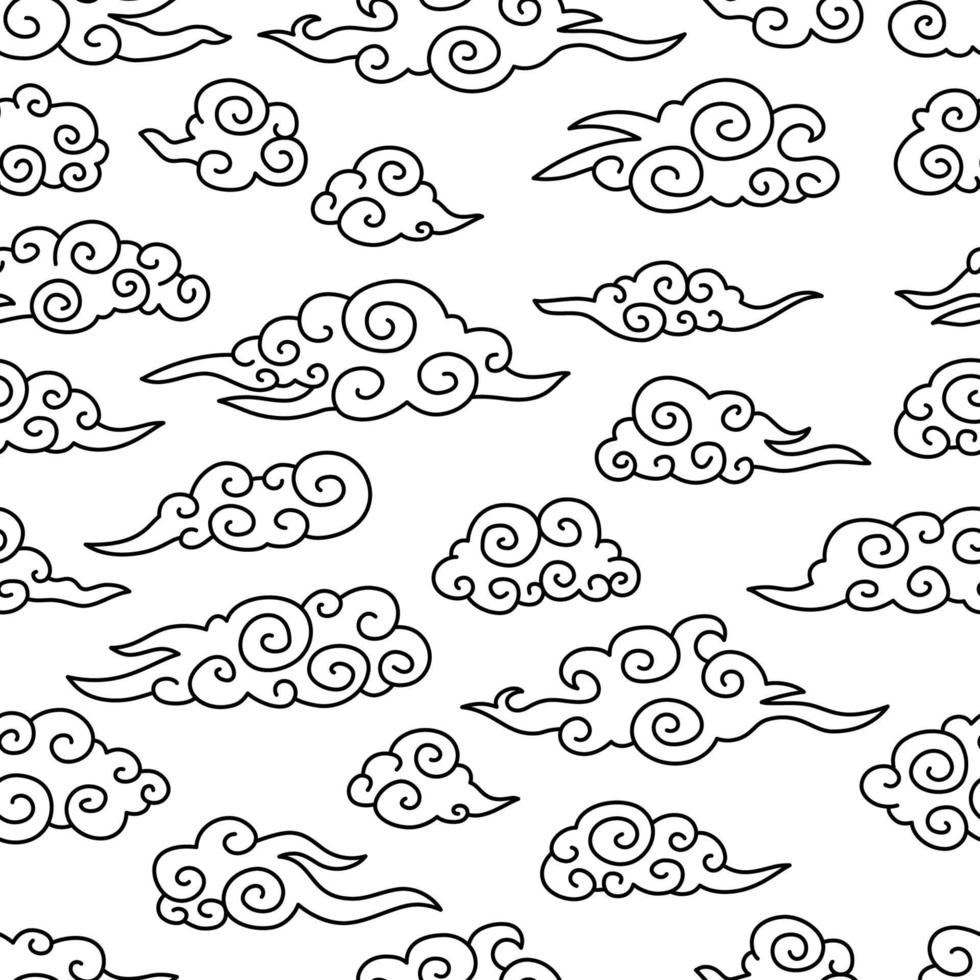 Chinese traditional oriental ornament background, clouds pattern seamless. vector