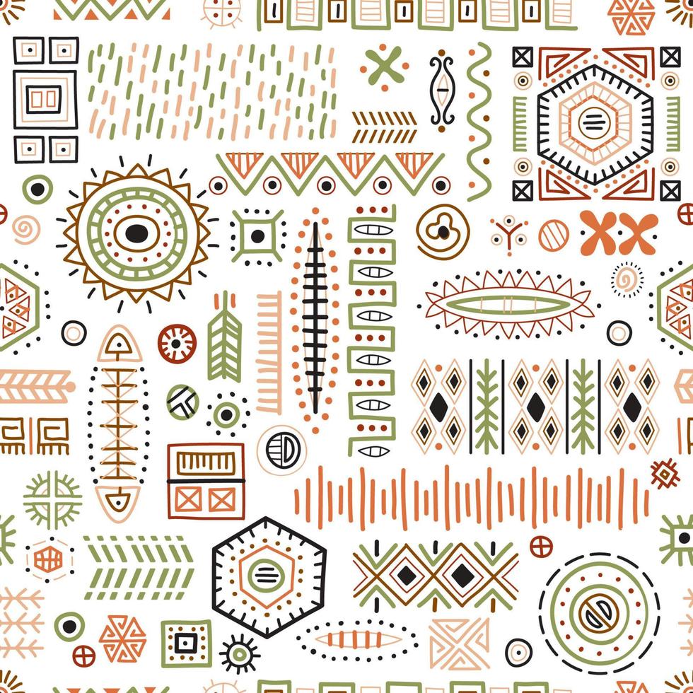 African art decoration pattern tribal geometric shapes seamless background. vector