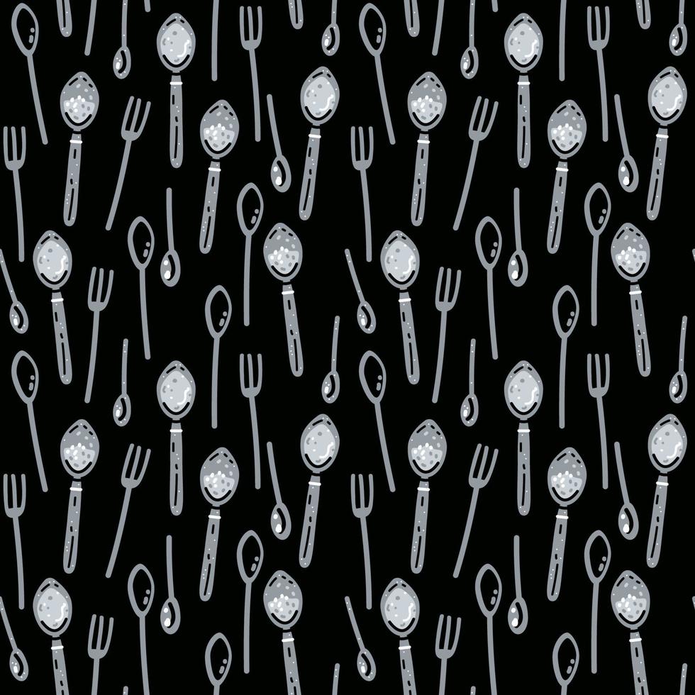 Seamless background with cooking equipment. Forks and spoons vector