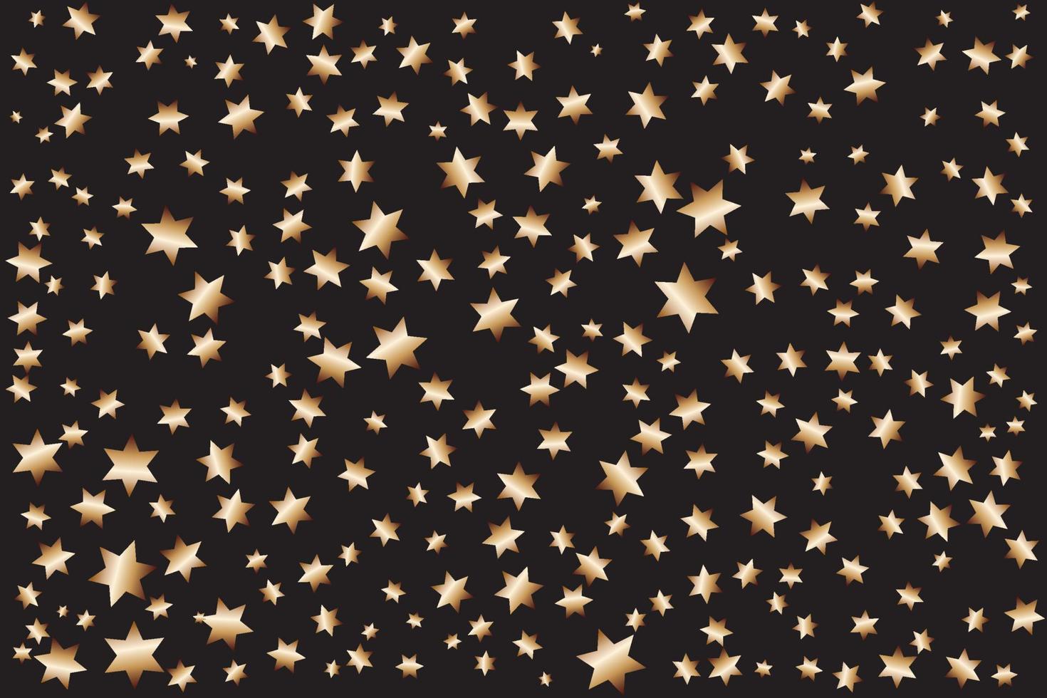 Golden stars pattern on black background vector
