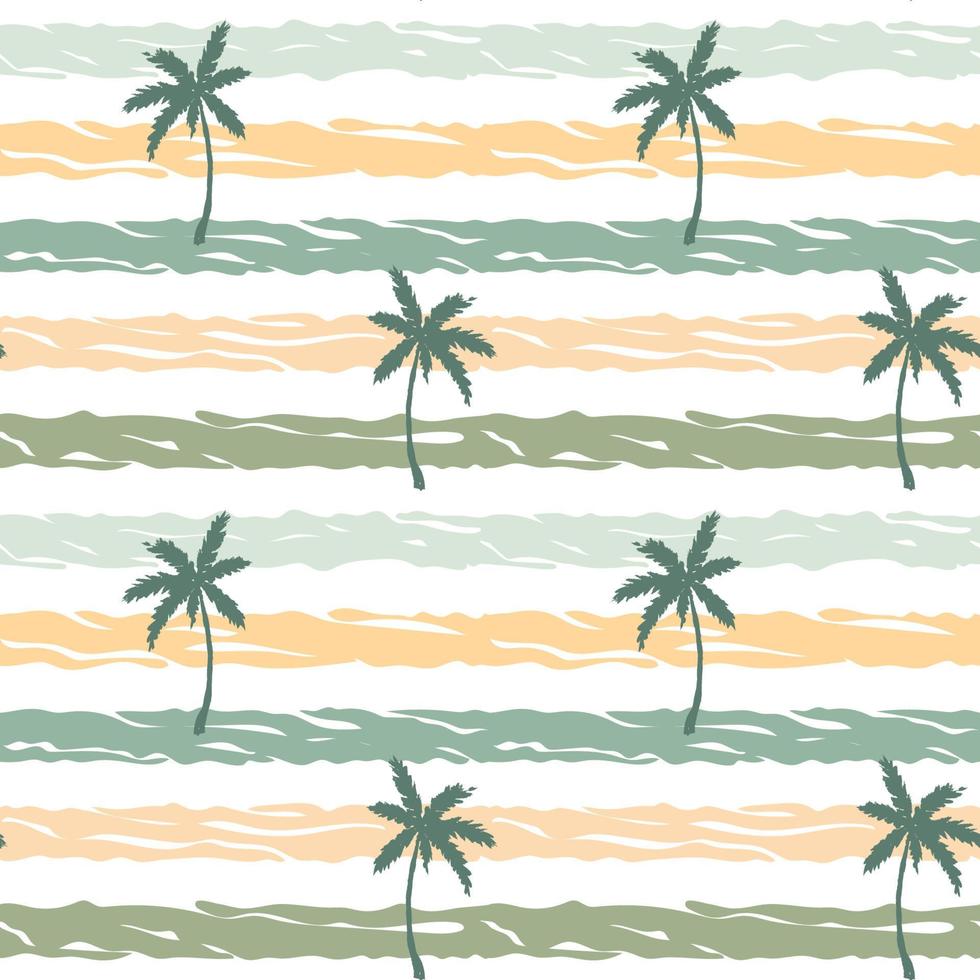 patrón sin costuras de verano a rayas dibujadas a mano con palmeras dibujadas a mano. ilustración vectorial vector