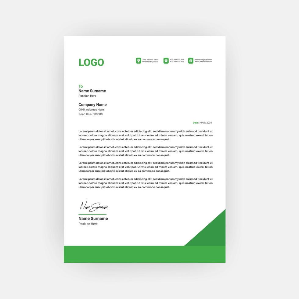Professional business style letterhead template design vector