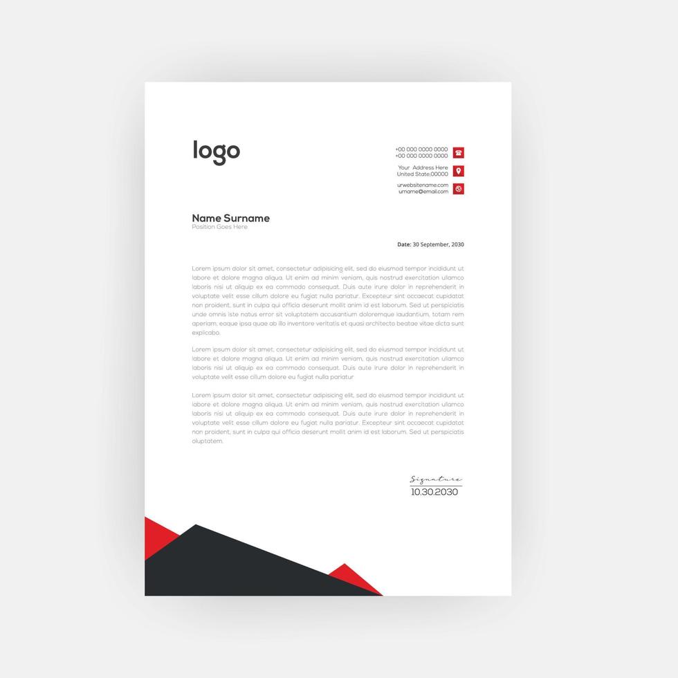 Professional business style letterhead template design vector