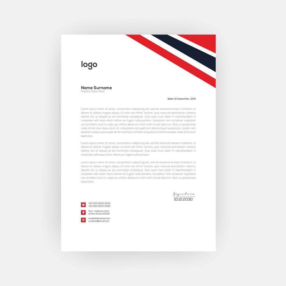 Professional business style letterhead template design vector