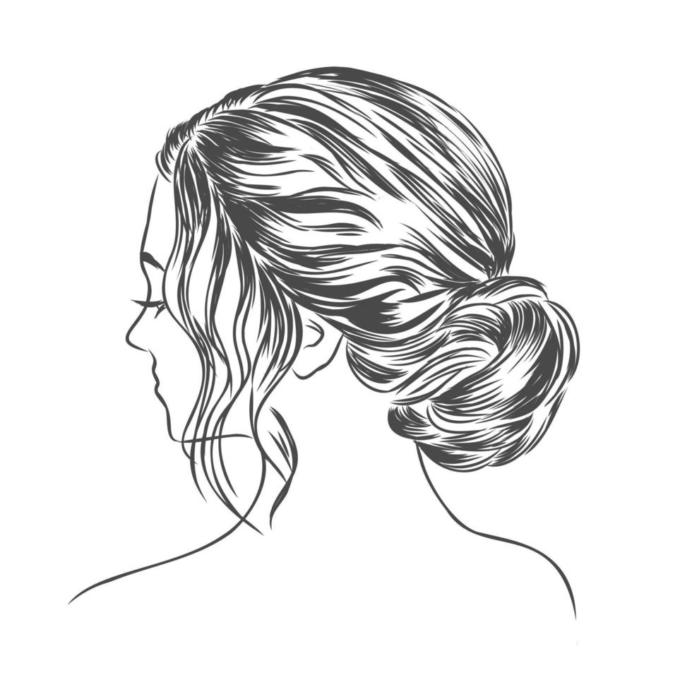 women's hairstyle vector sketch