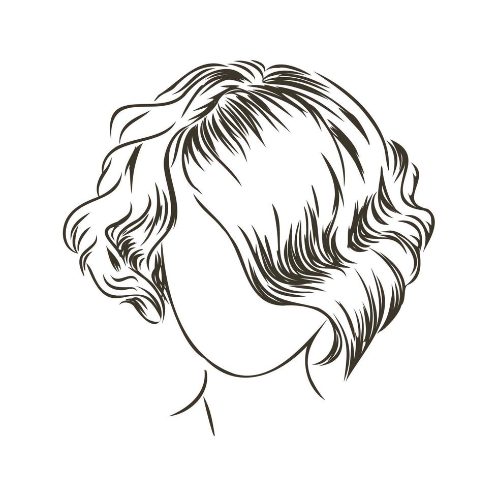 women's hairstyle vector sketch