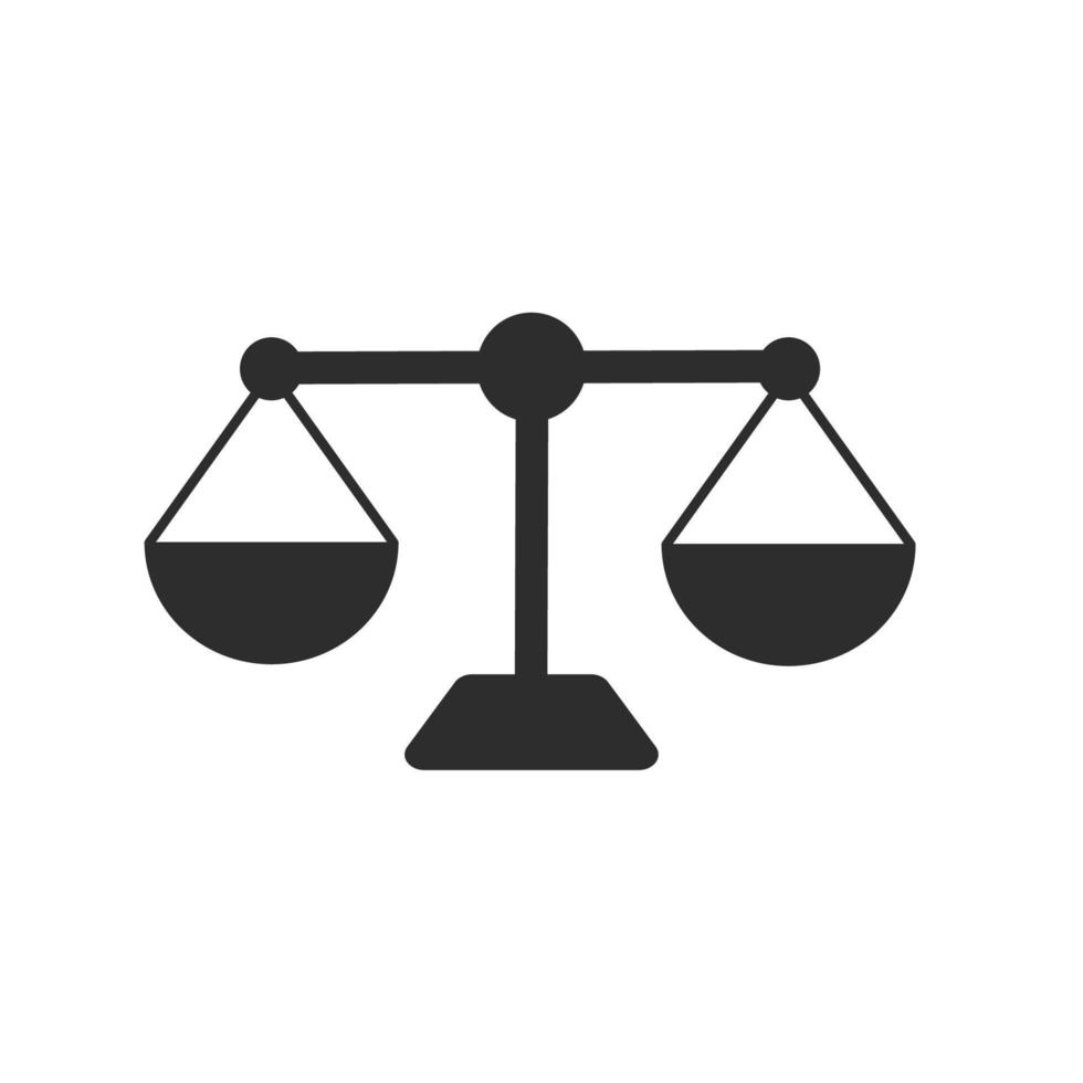 icono de vector de escala, símbolo de justicia. tribunal de justicia, juez de la corte