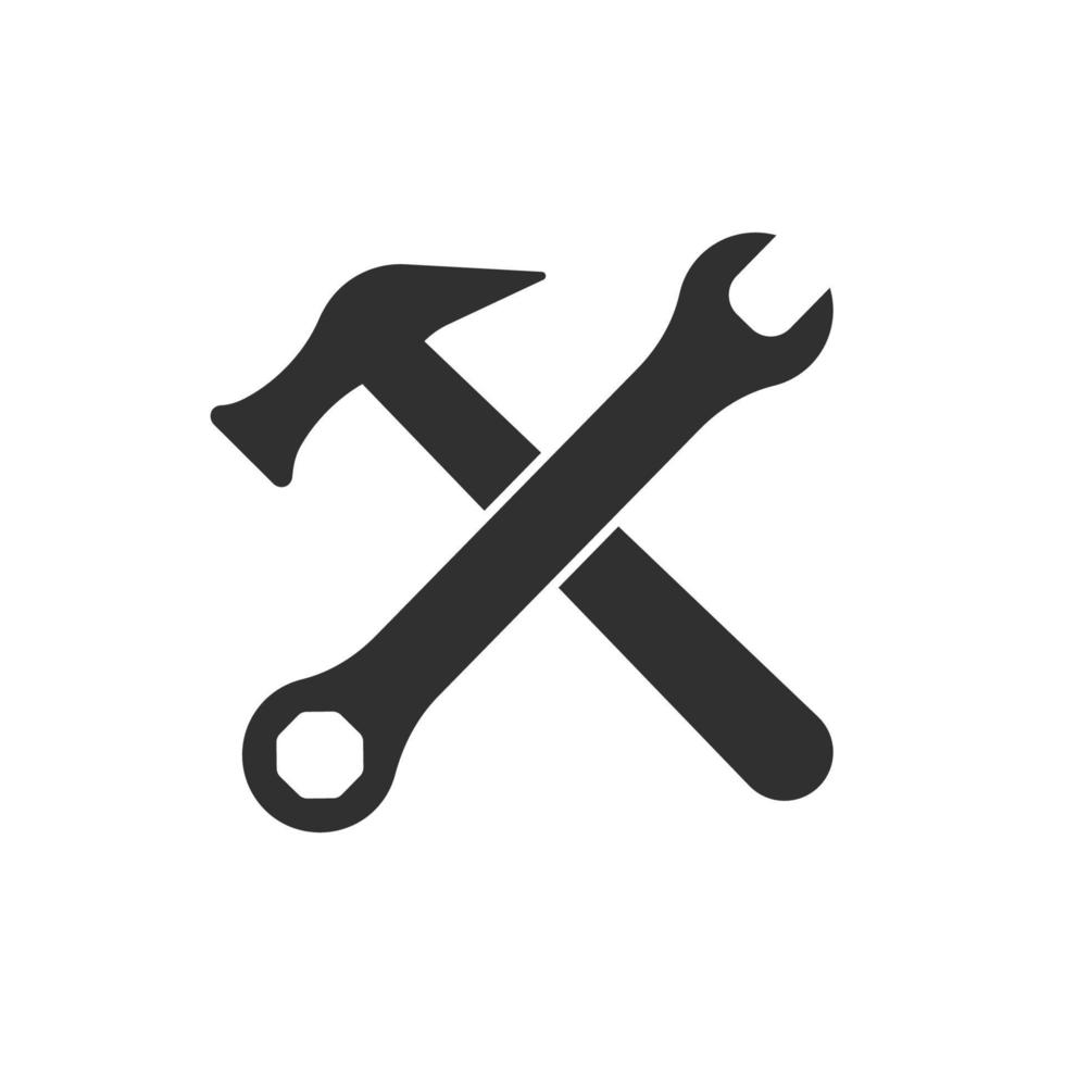 wrench and hammer icon vector. carpentry tools, house building tools, furniture repair, and more vector