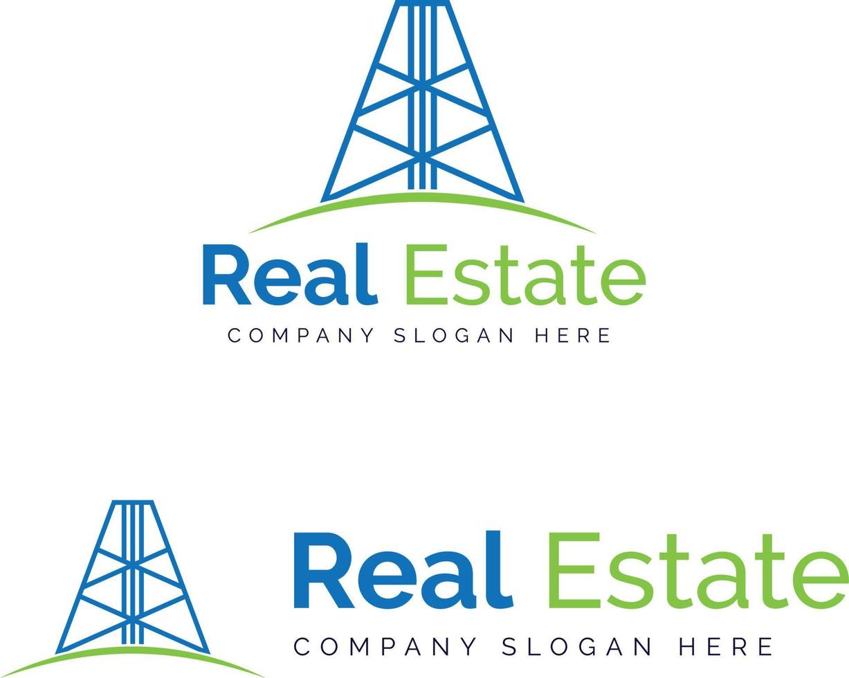 MInimal Real Estate Building Logo, Real Estate Developers Company vector