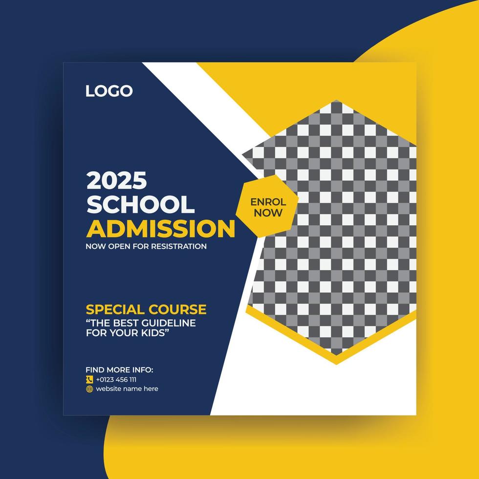 School admission social media post and web banner template vector