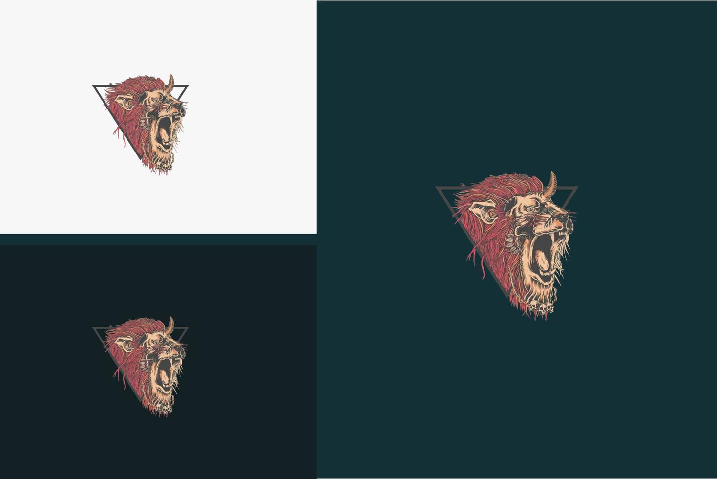 diseño de logotipo de cabeza de león enojado ilustración vectorial vector