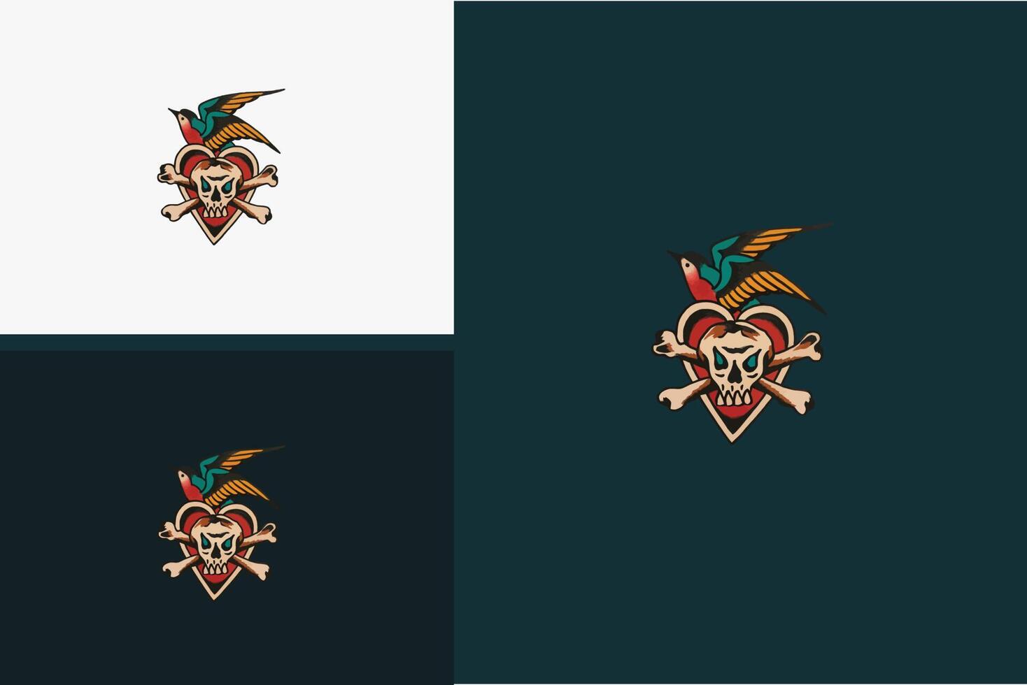 logo design of bird and head skull vector
