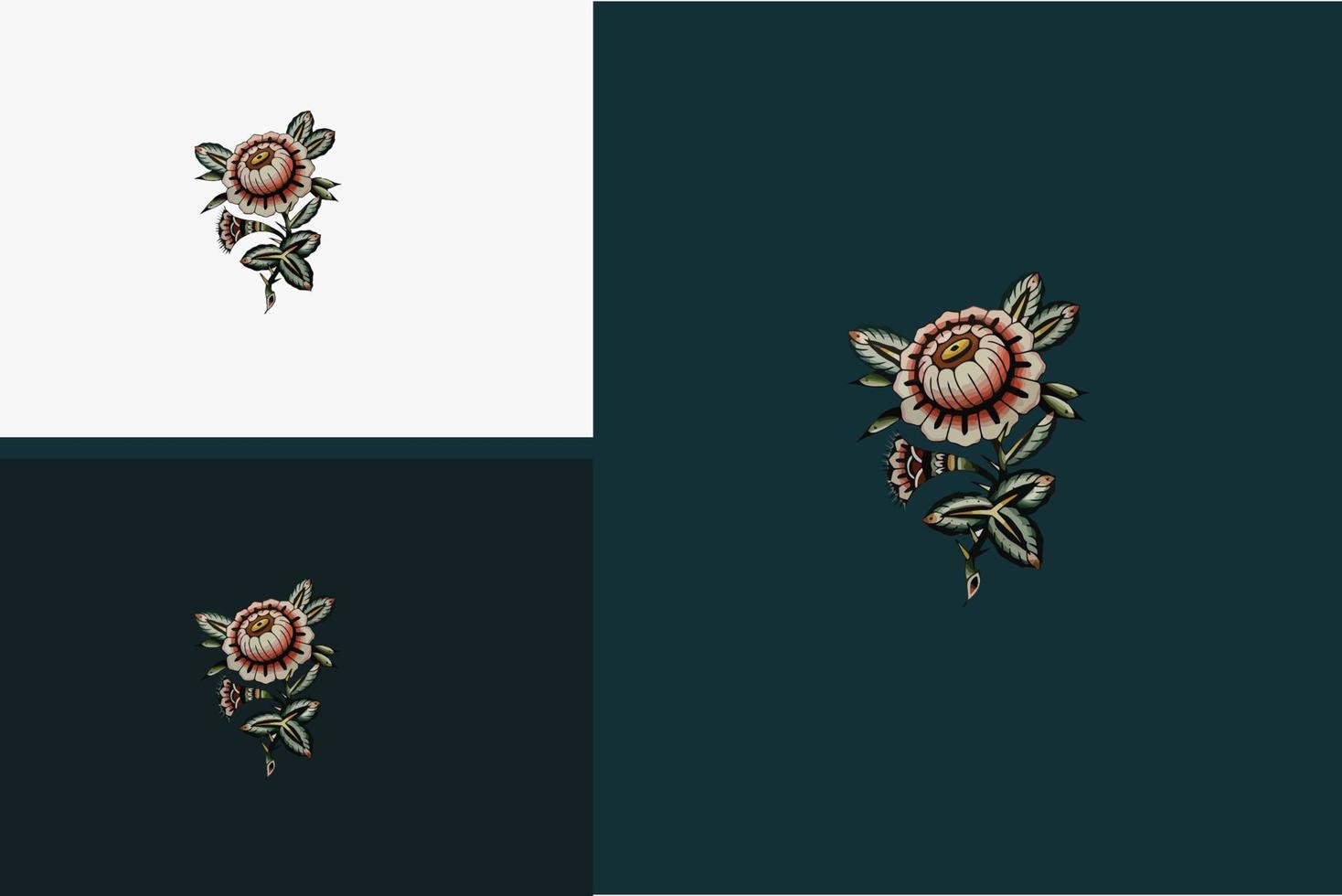 tattoo design of red flowers vector