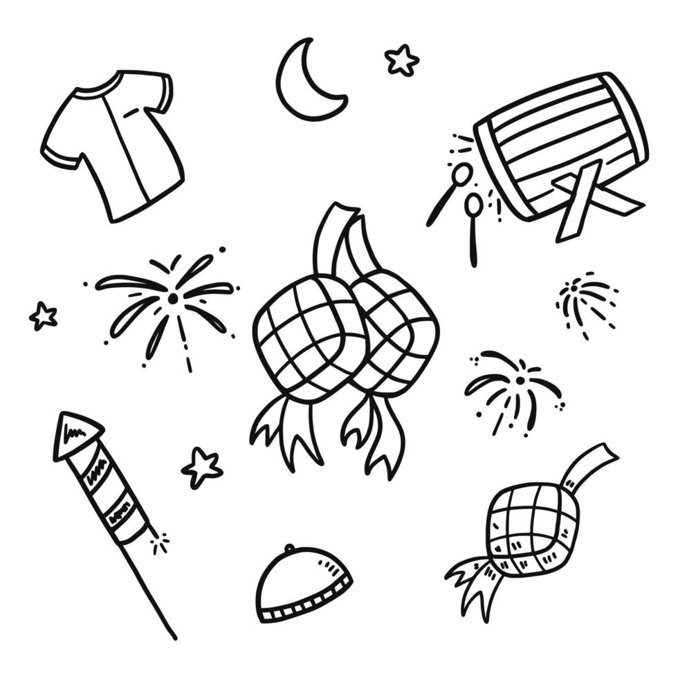 islamic doodle set vector hand drawn-02