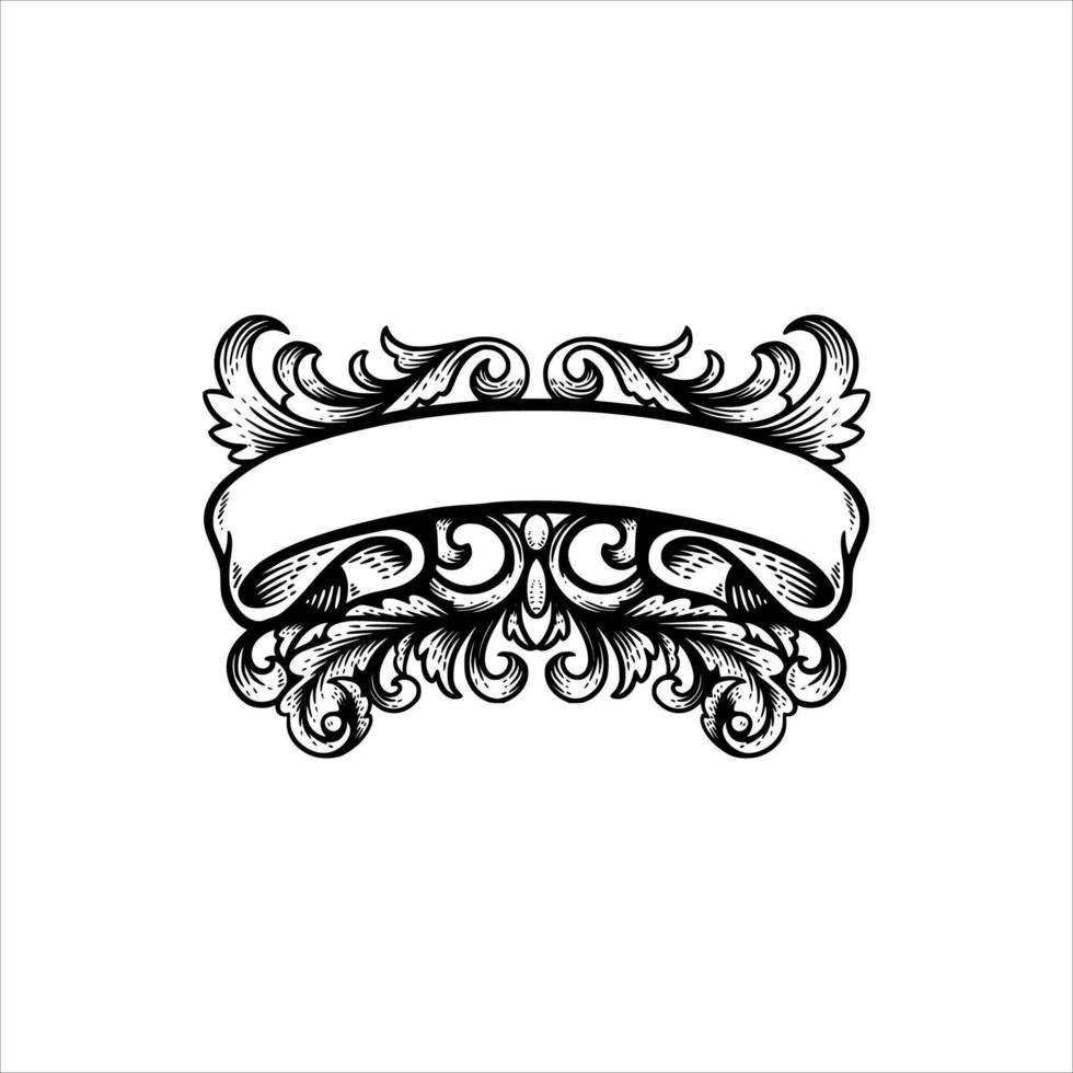 engraving ribbon hand drawn illustration vector