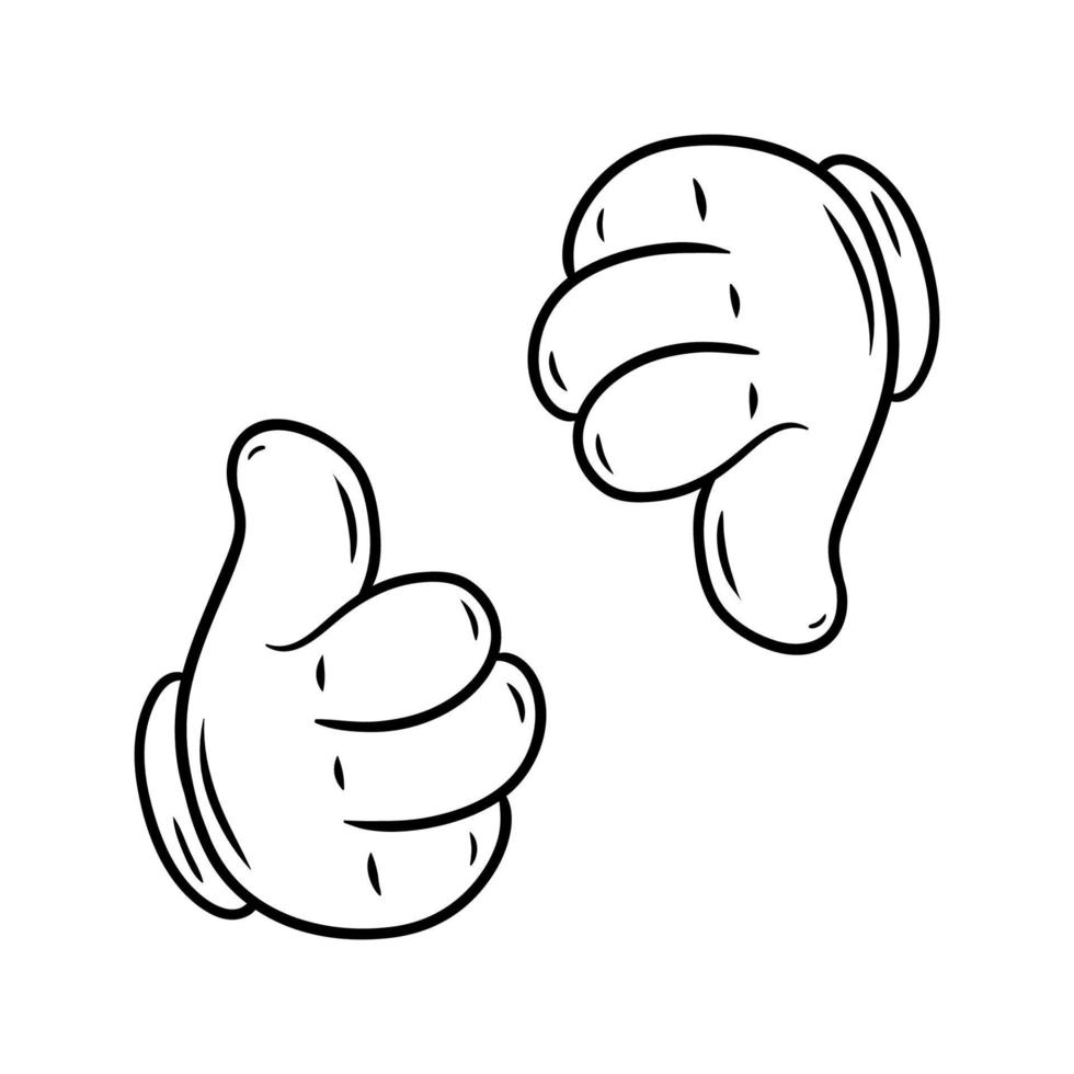 cartoon hand thumb up and down retro vector