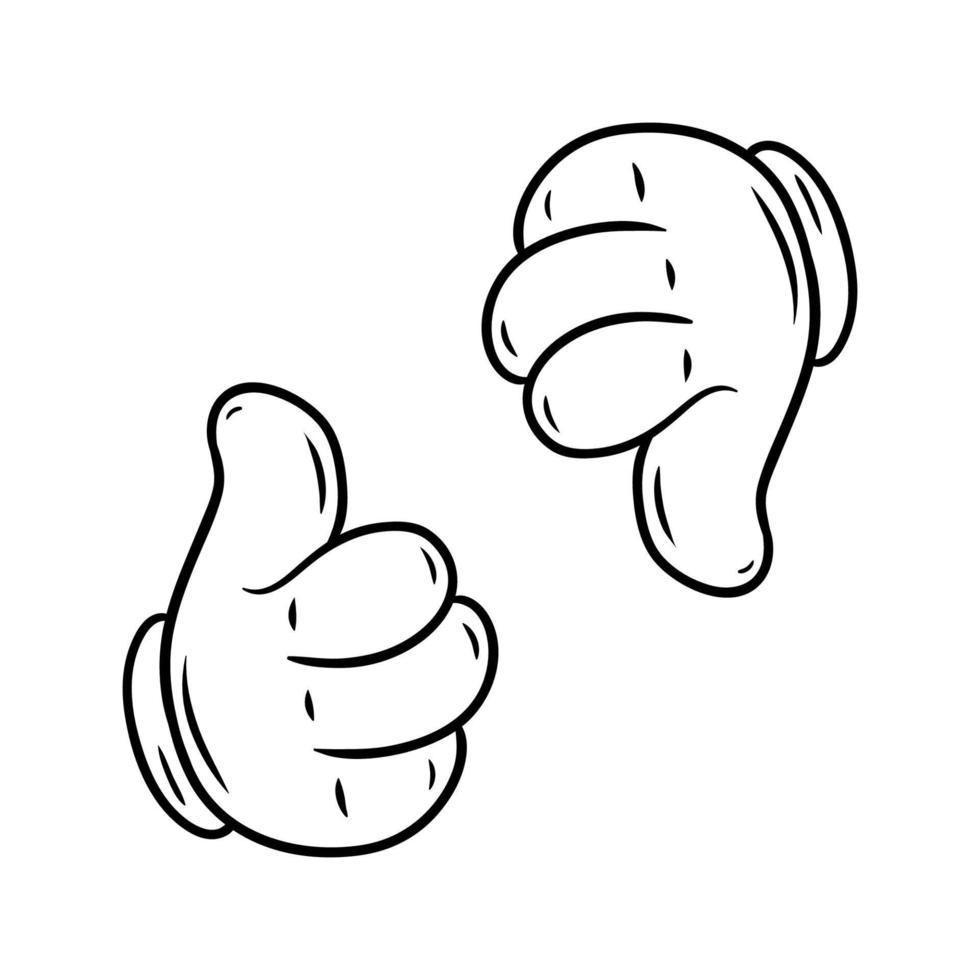 cartoon hand thumb up and down retro vector