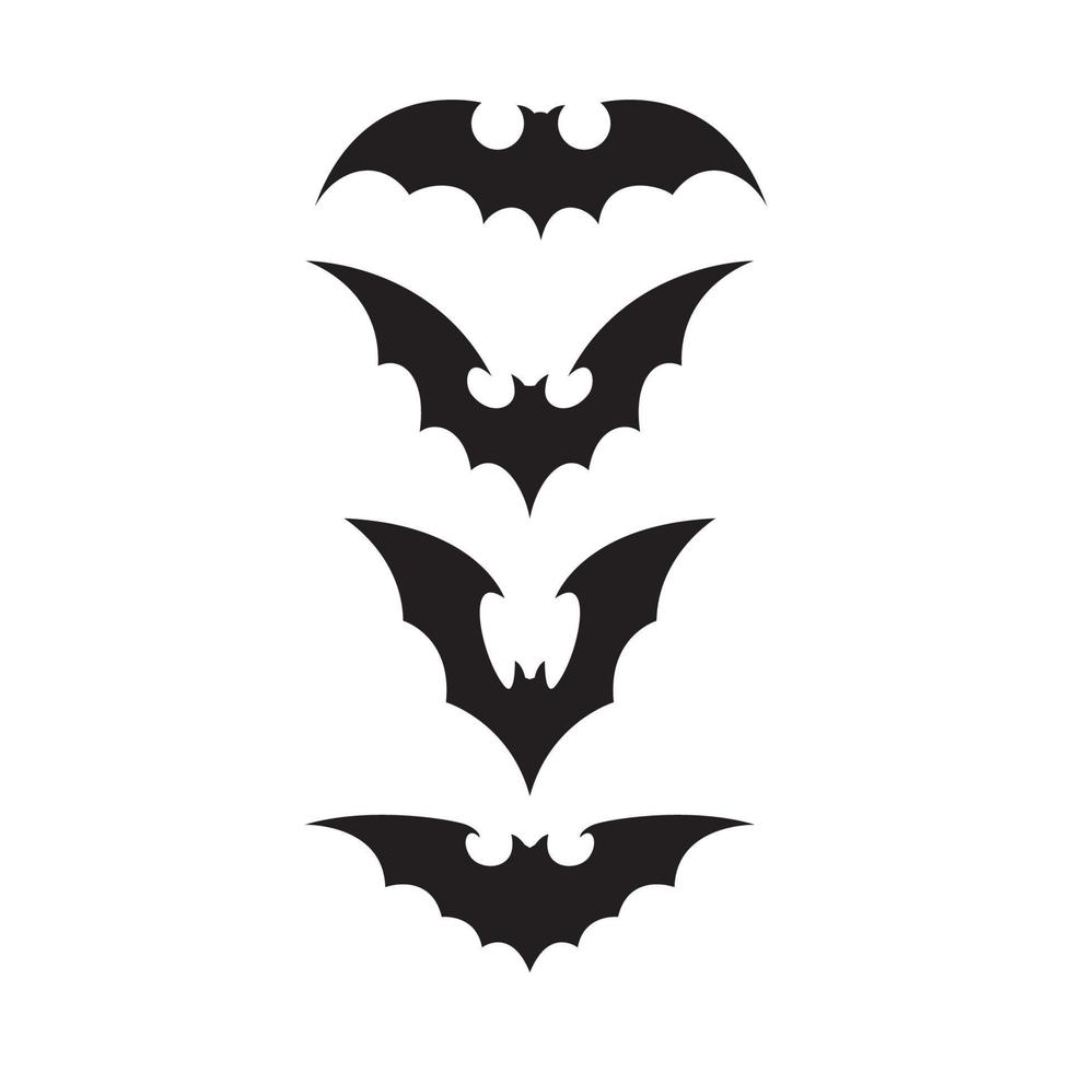 silueta de ala de murciélago de ilustración de conjunto de vectores