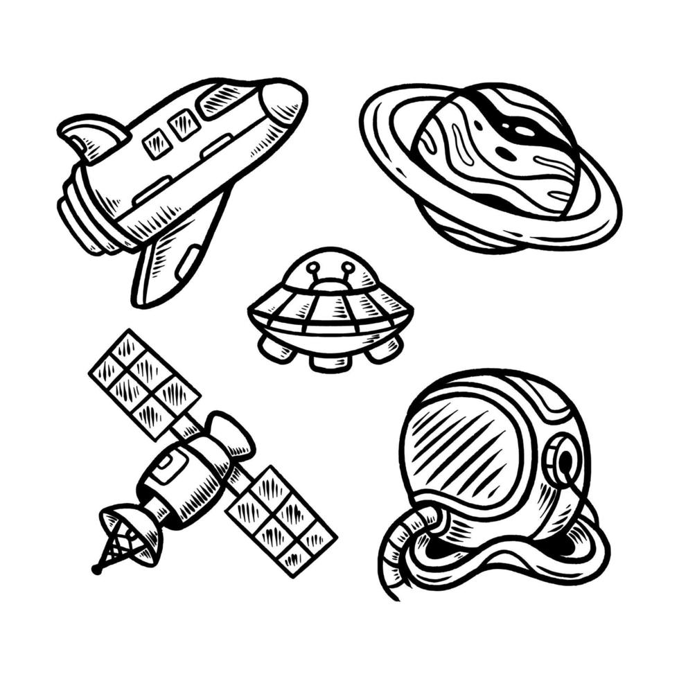 space doodle hand drawn illustration line vector