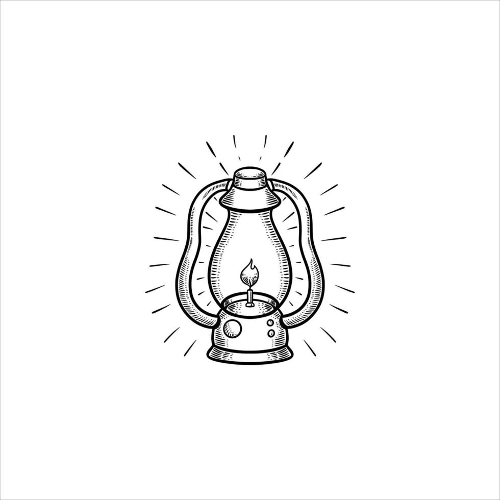 lantern retro hand drawn illustration vector