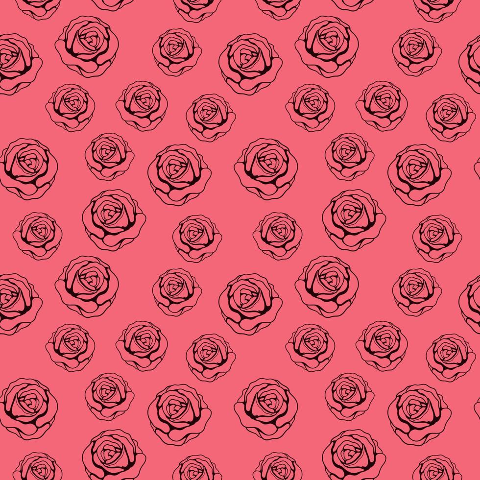 ilustración de vector de patrón sin costuras de flor rosa